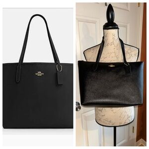 NWT Coach City Tote Black Pebbled Leather Bag Purse